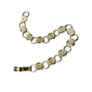 Sarah Coventry Goldtone Embossed Coin Link Bracelet VTG